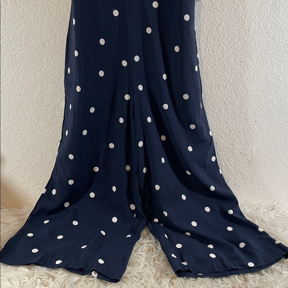 LOFT Women’s Pants Jumpsuit Romper Navy White Polka Dots Pockets Size 2P NWT - Picture 4 of 10